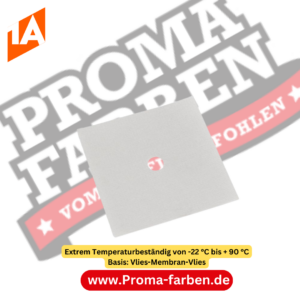 a white square with red and white text