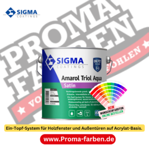 Sigma Amarol Triol Aqua Satin 2,5 Liter Wunschfarbton für Holzfenster und Außentüren auf Acrylat-Basis.